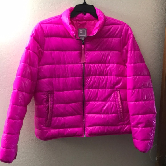 hot pink puffer jacket